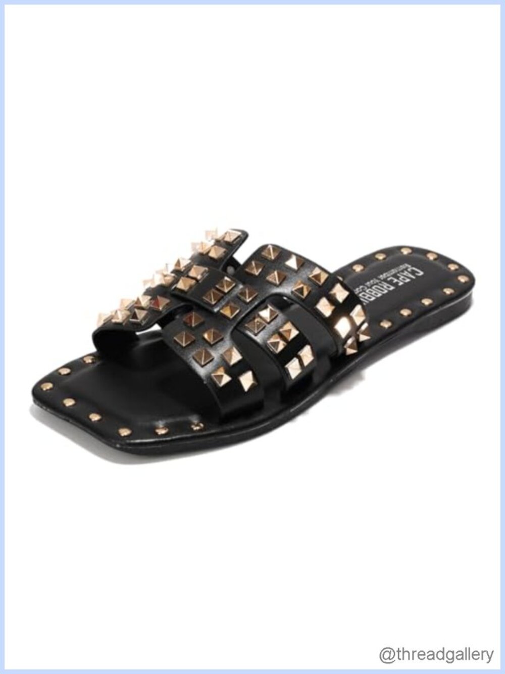 Spike Studded Slide Sandals Square Open Toe Slip On Comfort Women's